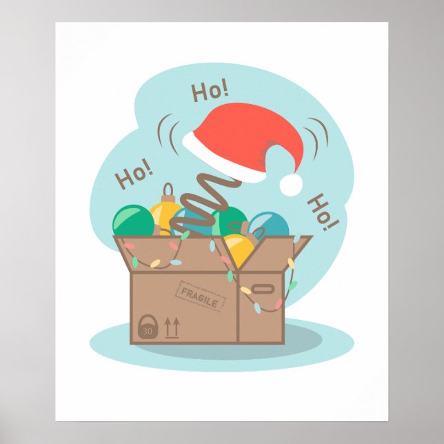 Poster Caixa de artesanato com decoração de Natal e chapé (Frente)