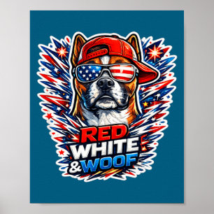 Poster Caixa de cachorro boxer engraçado vermelho branco