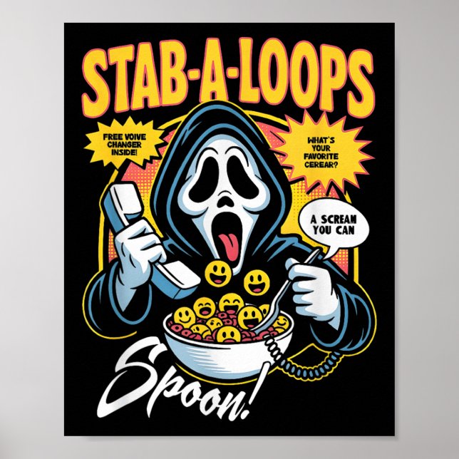 Poster Caixa de Cereal de Terror Stab-a-loops Halloween  (Frente)
