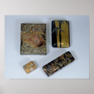 Pôster Caixa de escrita decorada com um galo novo