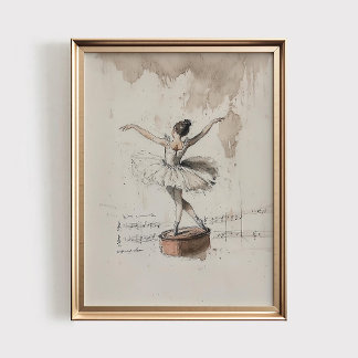 Poster Caixa de Música Bailarina Impressa, Quarto de Meni