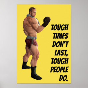 Pôster Caixa de Palavras Motivacionais do Boxeador Lutado