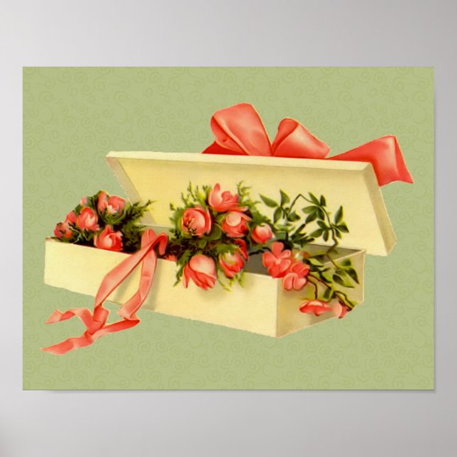 Poster Caixa De Rosas Rosa Buquê (Frente)