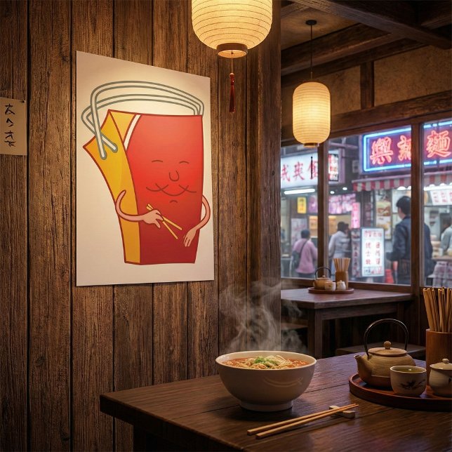 Poster Caixa de Takeout com Chopsticks Comida asiática en (Criador carregado)