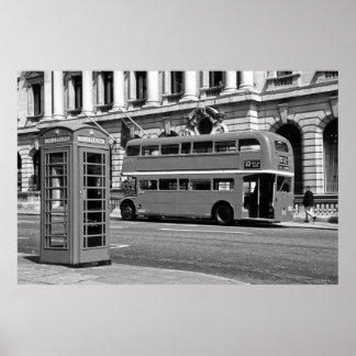 Poster Caixa de Telefone Vermelho e Barramento de Londres