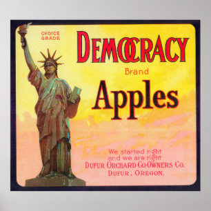Pôster Caixa LabelDufur de Apple da democracia, OU