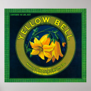 Pôster Caixa LabelLewiston de Bell Apple amarela,