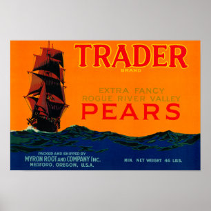 Poster Caixa LabelMedford da pera do comerciante, OU