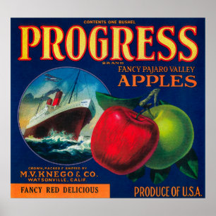 Poster Caixa LabelWatsonville de Apple do progresso, CA
