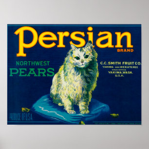Pôster Caixa persa LabelYakima da pera, WA