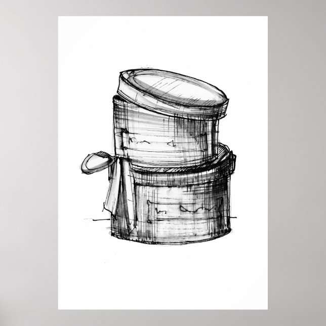 Poster Caixas de Chapéu Esboço de Moda (Frente)