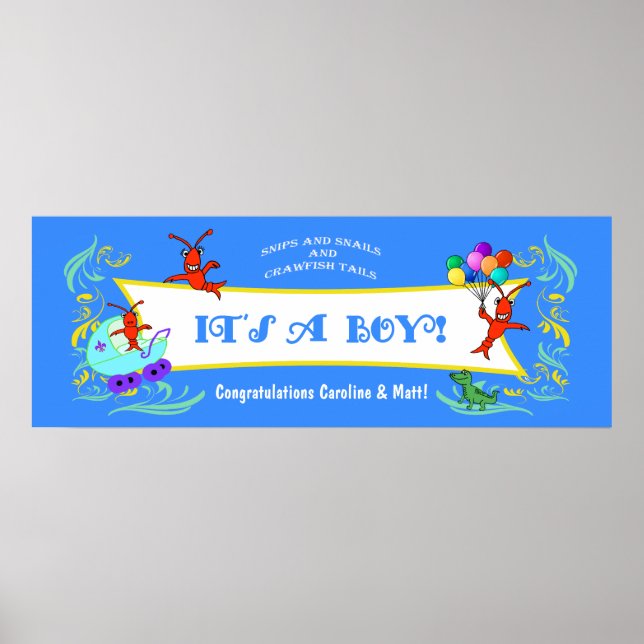Pôster Cajun Critters Baby Boy Banner (Frente)