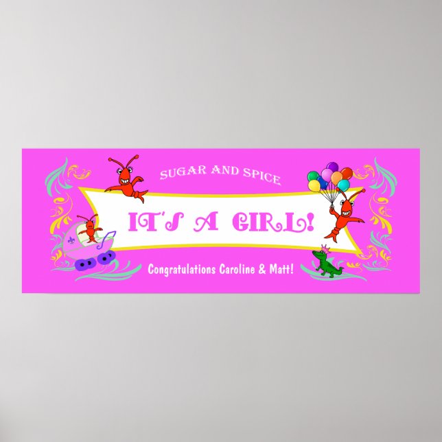 Poster Cajun Critters Baby Girl Banner (Frente)