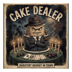 Pôster "CAKE DEALER" Design de Bolo Mafioso