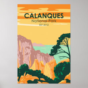 Poster Calanques National Park France Vintage