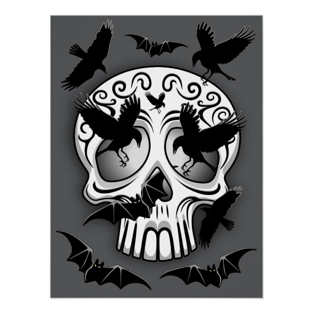 Pôster Calaveras Decorativas do Halloween (Frente)