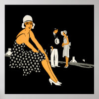 Calçado de Arte Deco Preto