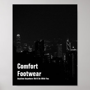 Poster Calçado de conforto na Visão Noturna de Hong Kon