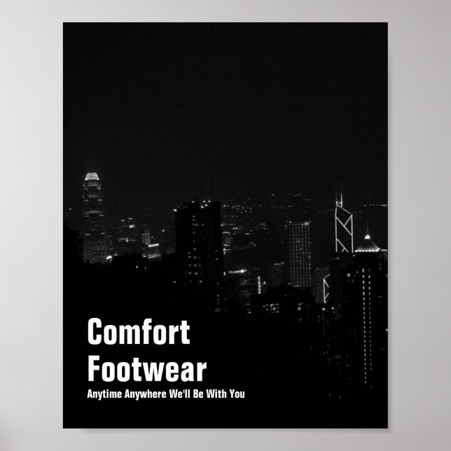 Poster Calçado de conforto na Visão Noturna de Hong Kong (Frente)