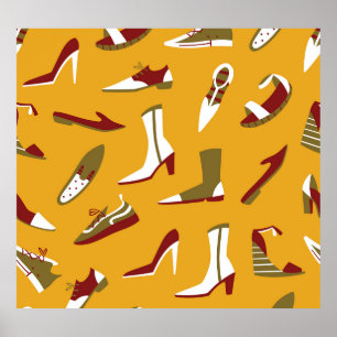 Poster Calçados De Dodle: Desenho Mão Sem Vista.