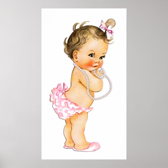 Poster Calças Babados Menina Bebê Pérolas Chá de Bebê Men (Frente)