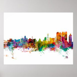 Pôster Calcutá (Kolkata) Índia Skyline