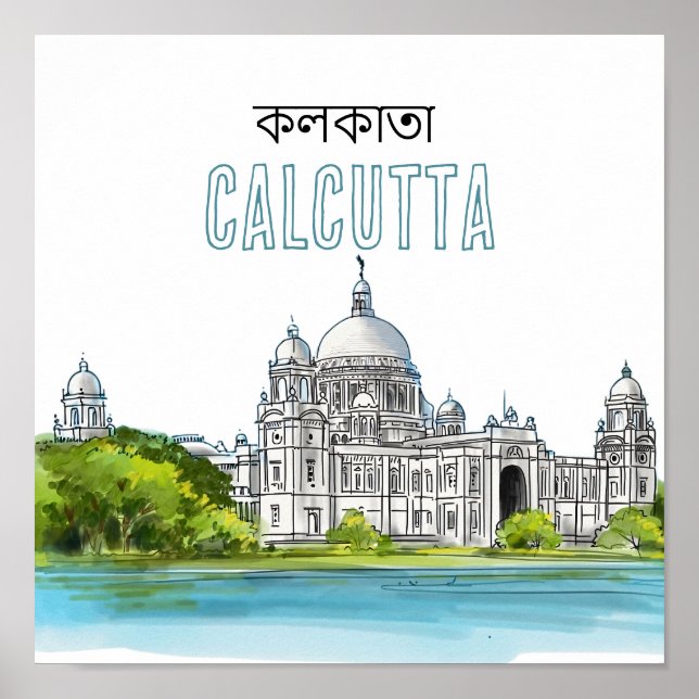 Poster Calcutá "Memorial Victoria" Kolkata Bengali (Frente)