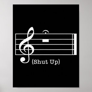 Poster Cale o Som Nota Musical Amantes de Música Engraçad
