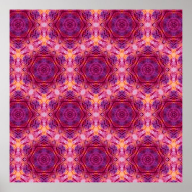 Poster caleido de cor violeta, roxa, laranja e azul (Frente)
