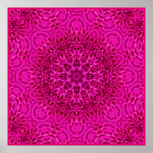 Poster Caleidoscópio cor-de-rosa do Fractal do vintage d
