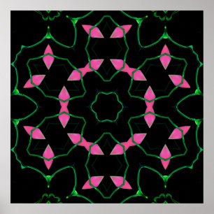 Poster Caleidoscópio de Esmeralda e Rosa