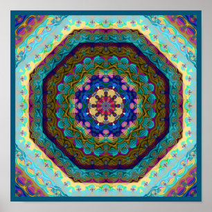 Poster Caleidoscópio Fractal Multicolor