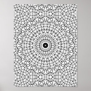 Poster Caleidoscópio Mandala Coração Ziguezague Elétrico