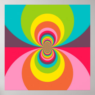 Pôster Caleidoscópio retro Groovy do arco-íris do vinta