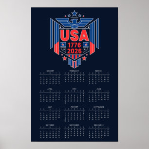 Poster Calendar 2026 (1776-2026) EUA