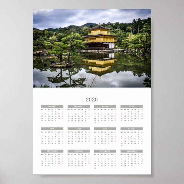 Poster Calendar Moderno Cheio Ano 2020 Viagem e Cidade (Frente)