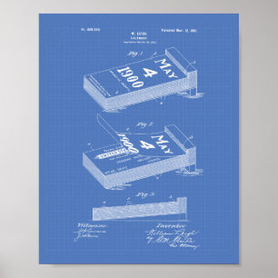 Pôster Calendário 1901 Patente Arte Blueprint