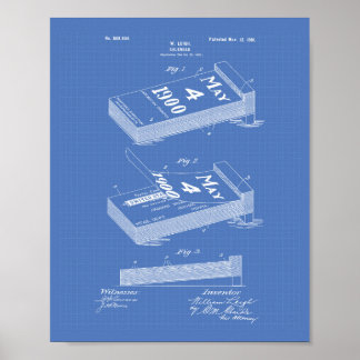 Pôster Calendário 1901 Patente Arte Blueprint