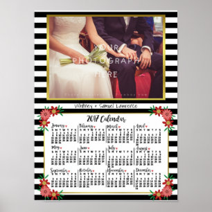 Pôster Calendário 2017 Ano - Trendy Floral Stripes  Foto