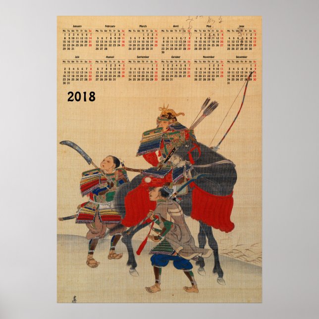 Pôster calendário 2018 Samurai Japonês (Frente)