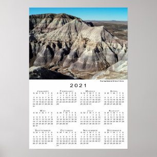 Poster Calendário 2021 das Montanhas do Deserto Azul Mesa