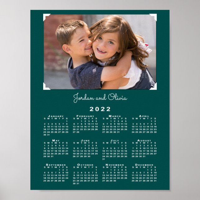 Poster Calendário 2022 com a sua fotografia e nome no loc (Frente)