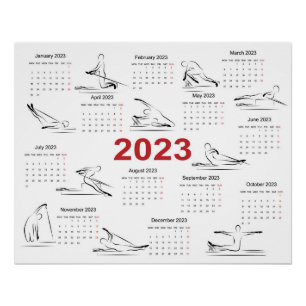 Pôster Calendário 2023 para Poster de instrutor Pilatos