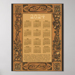 Poster Calendário 2024 Castelo de Windsor Grinling Gibbon