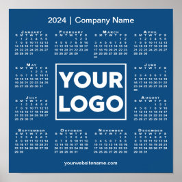 Poster Calendário 2024 com logotipo e nome da empresa azu