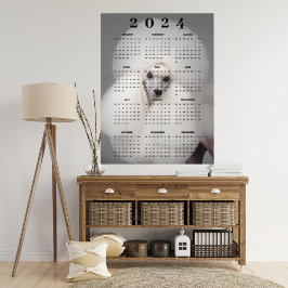 Poster Calendário 2024 de Fotos de Poodle Branco com Cort