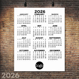 Poster Calendário 2024 - Mínimo Preto e Branco Básico