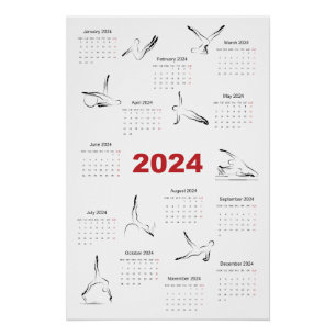 Pôster Calendário 2024 para instrutor Pilatos