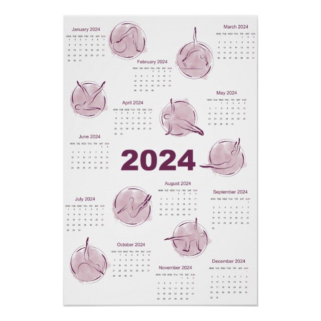 Pôster Calendário 2024 para instrutor Pilatos (Frente)