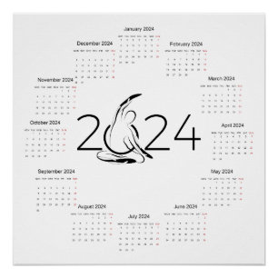 Pôster Calendário 2024 para instrutor Pilatos